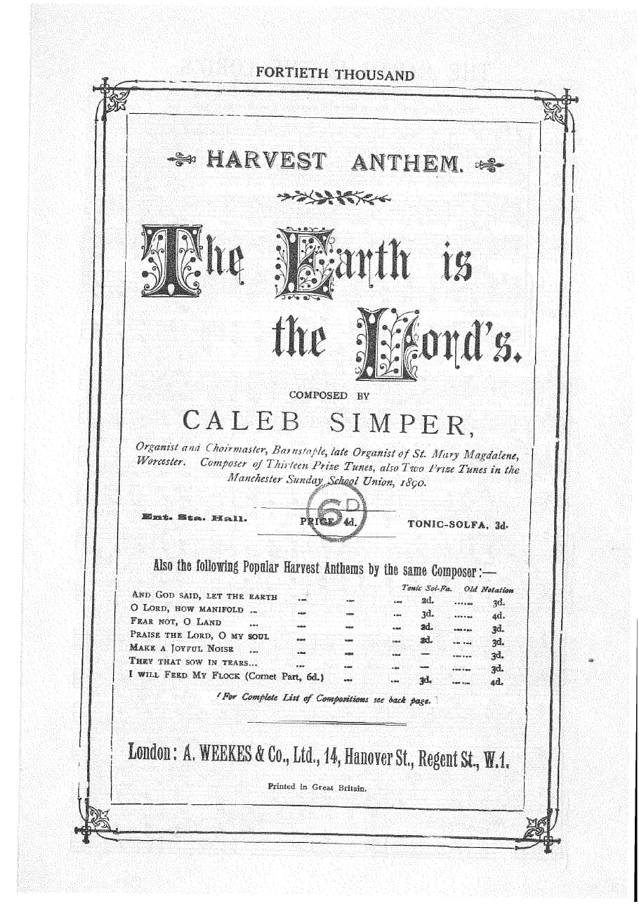 The Earth Is the Lord's - Caleb Simper — first page