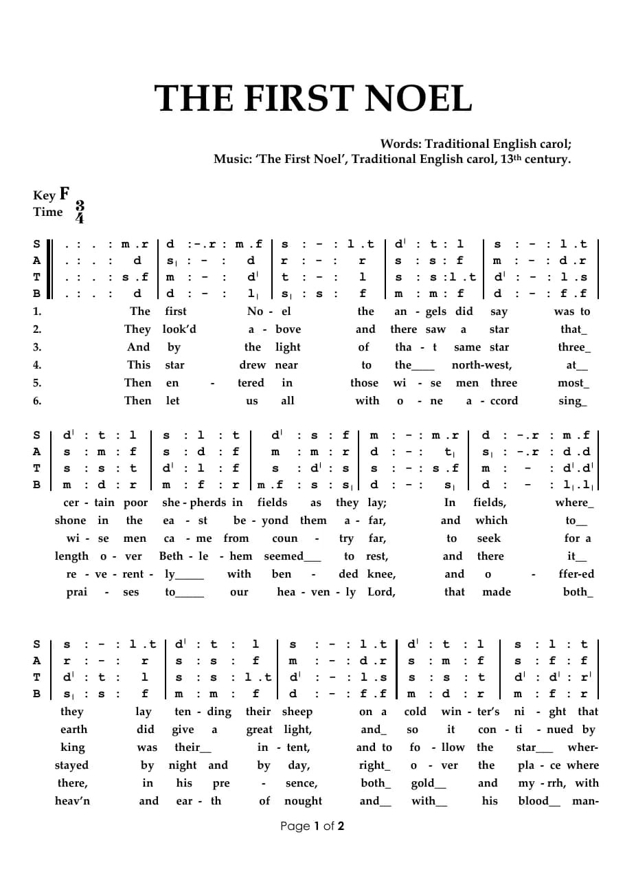 The First Noel — first page