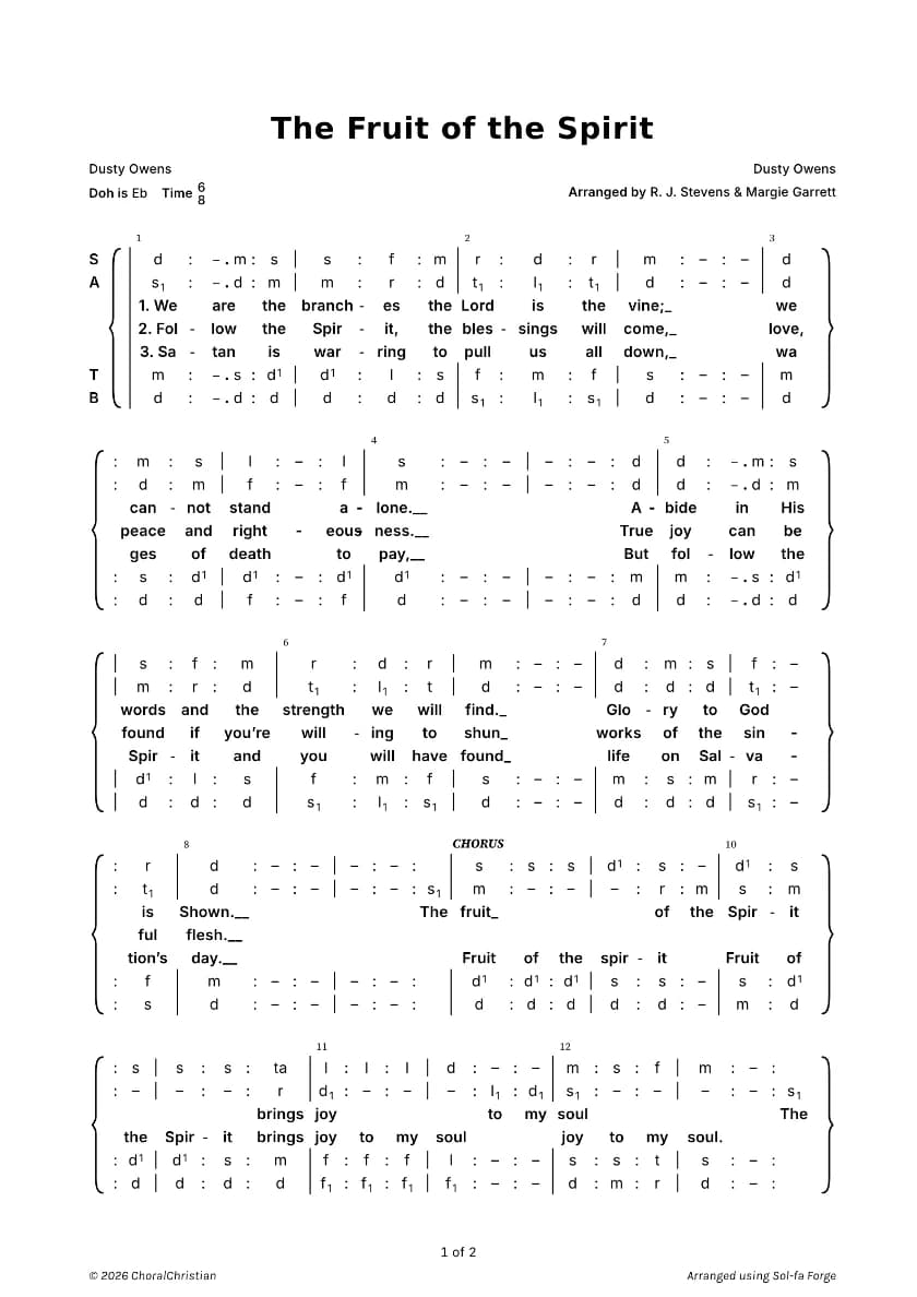 The Fruit of the Spirit — first page