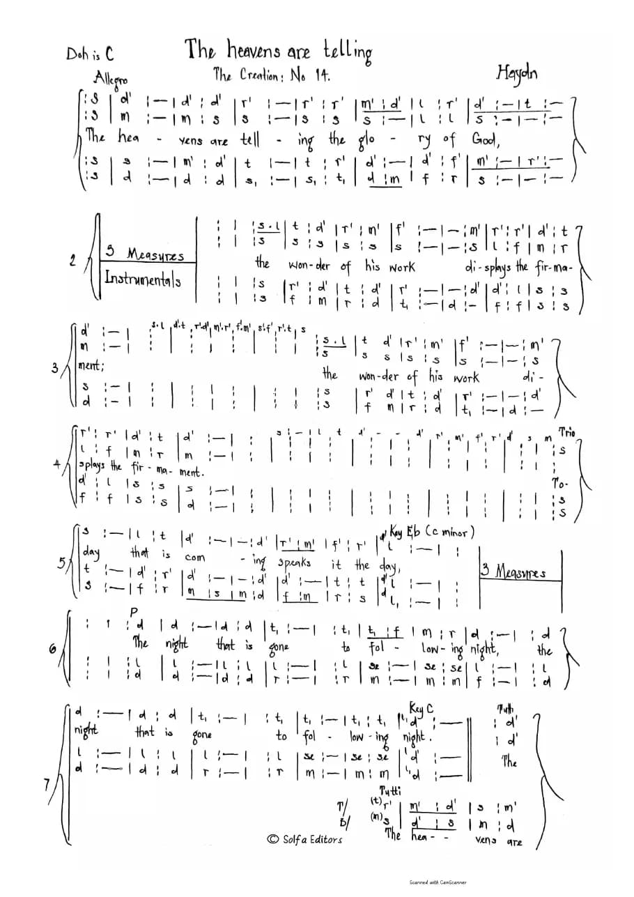 The Heavens Are Telling - Haydn — first page
