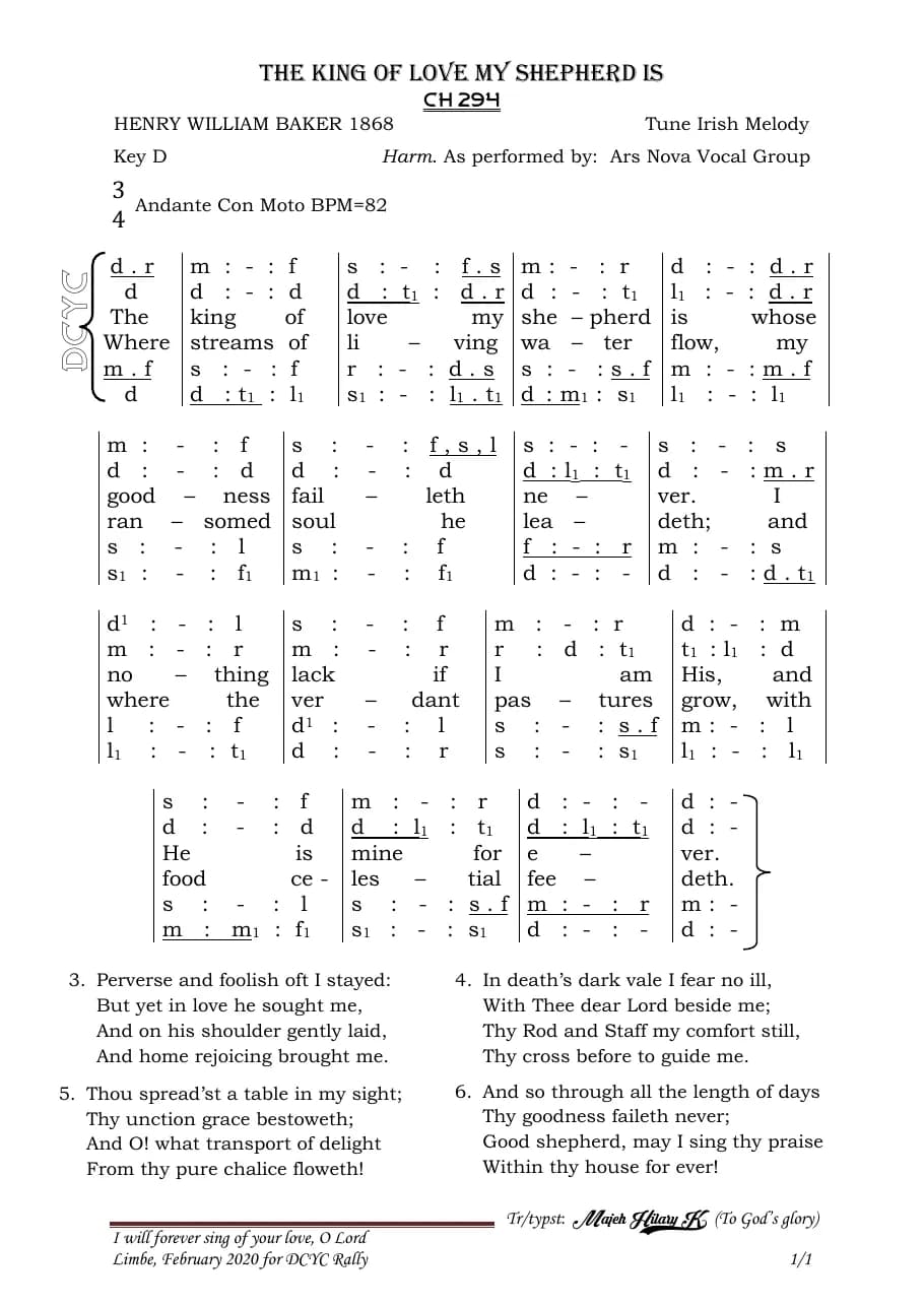 The King of Love My Shepherd — first page