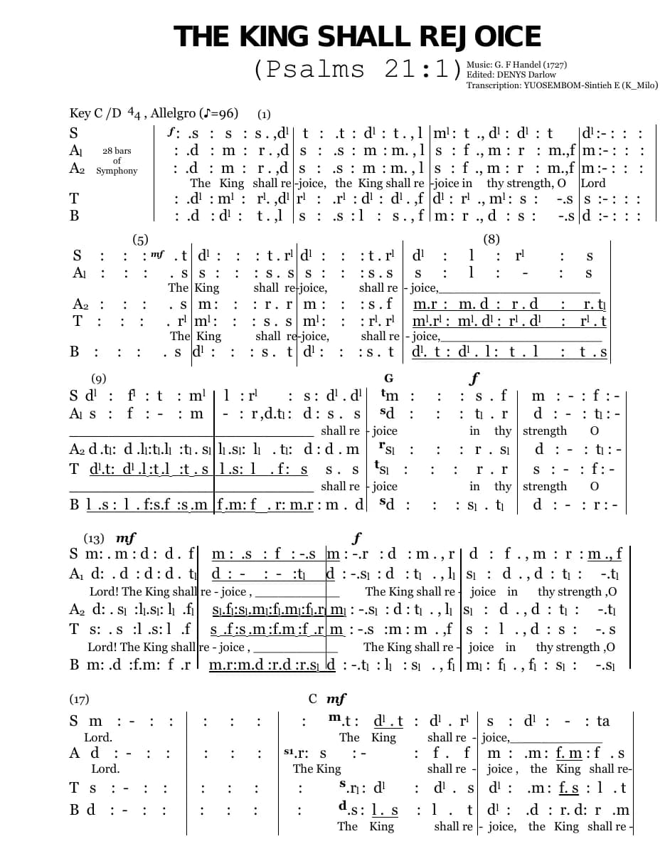 The King Shall Rejoice - Coronation Anthem — first page