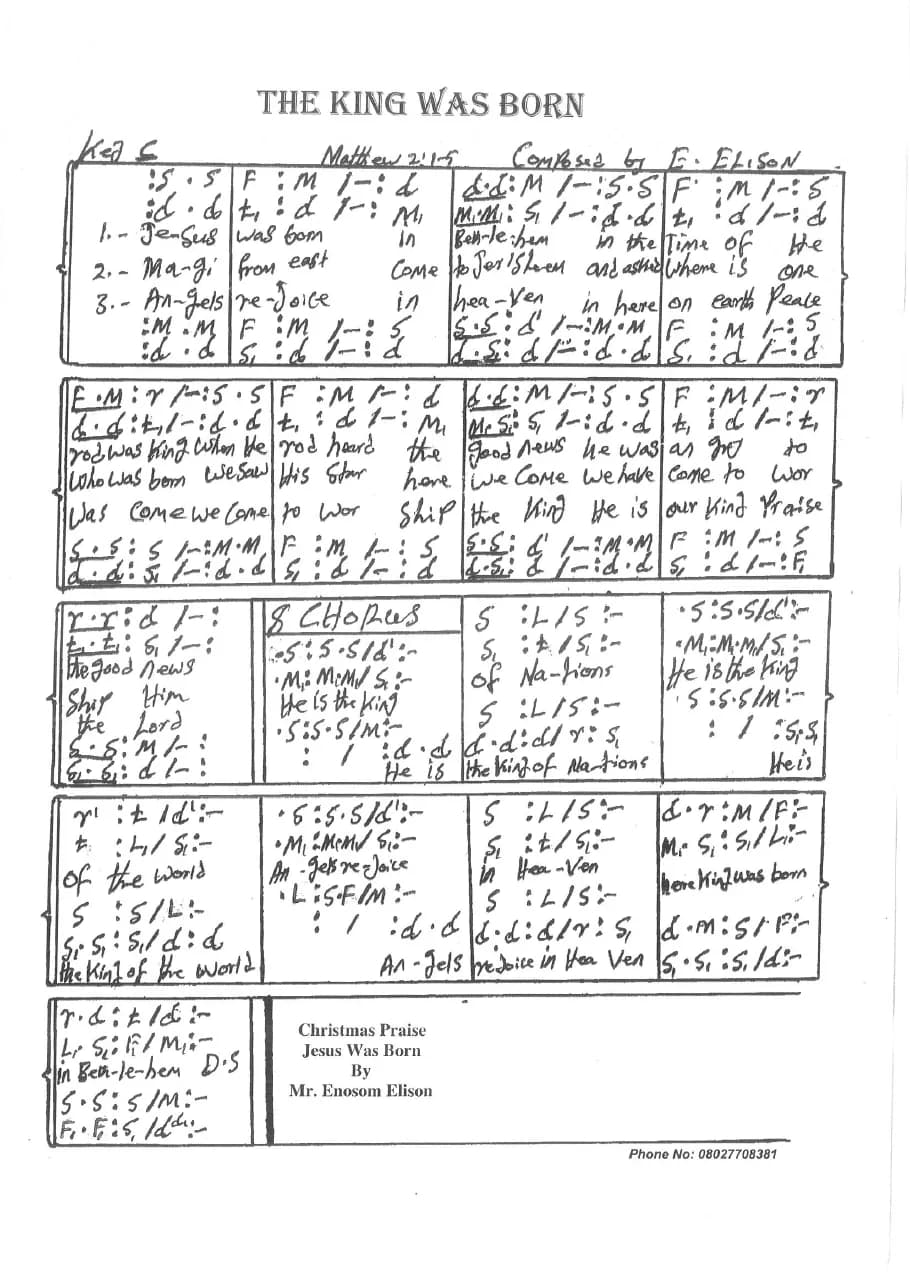 The King Was Born — first page