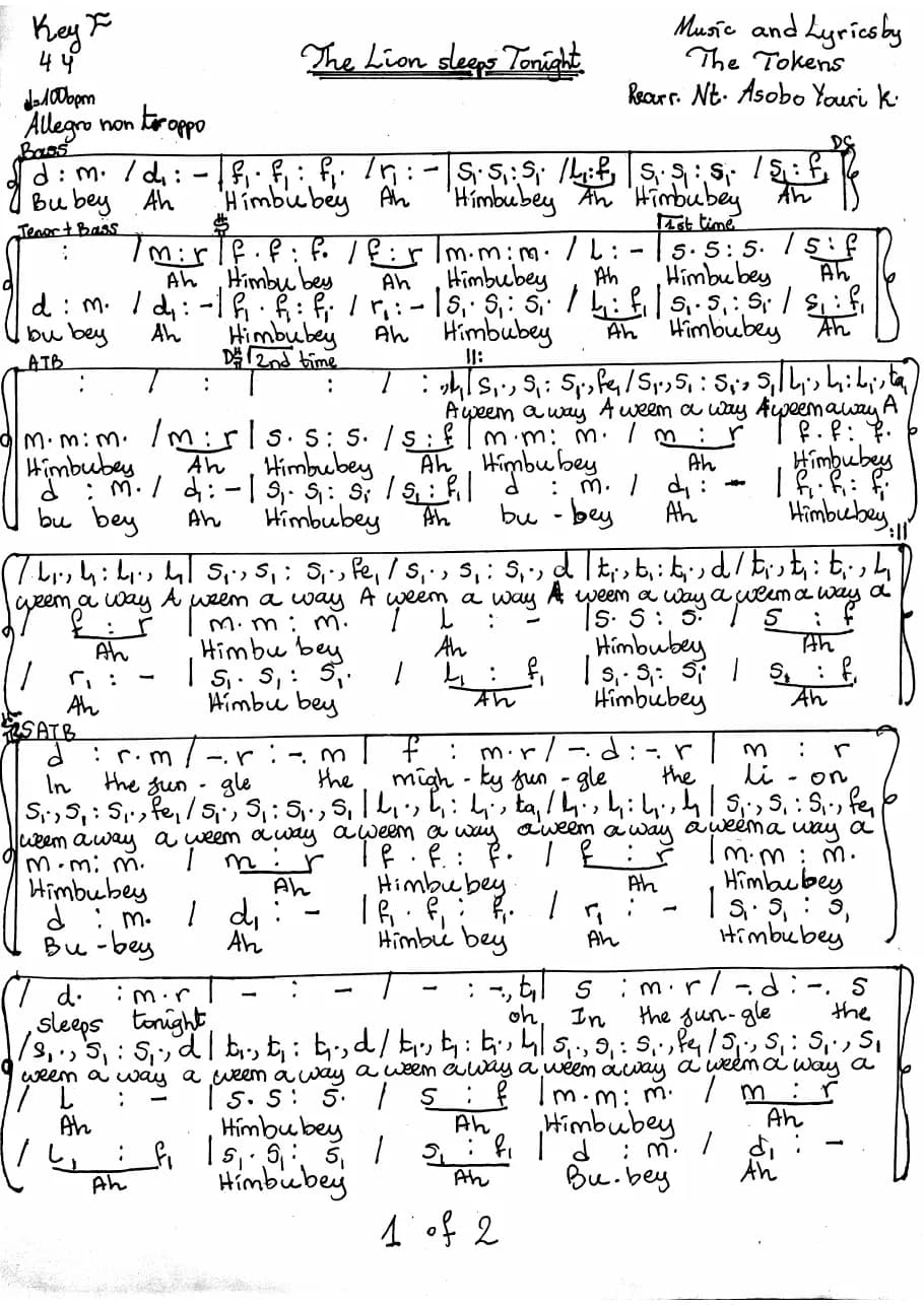 The Lion Sleeps Tonight — first page