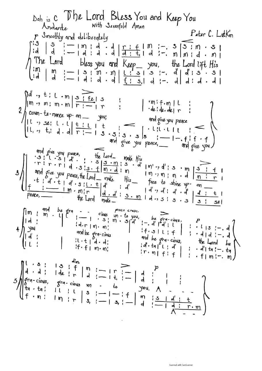 The Lord Bless You and Keep You with Sevenfold Amy — first page
