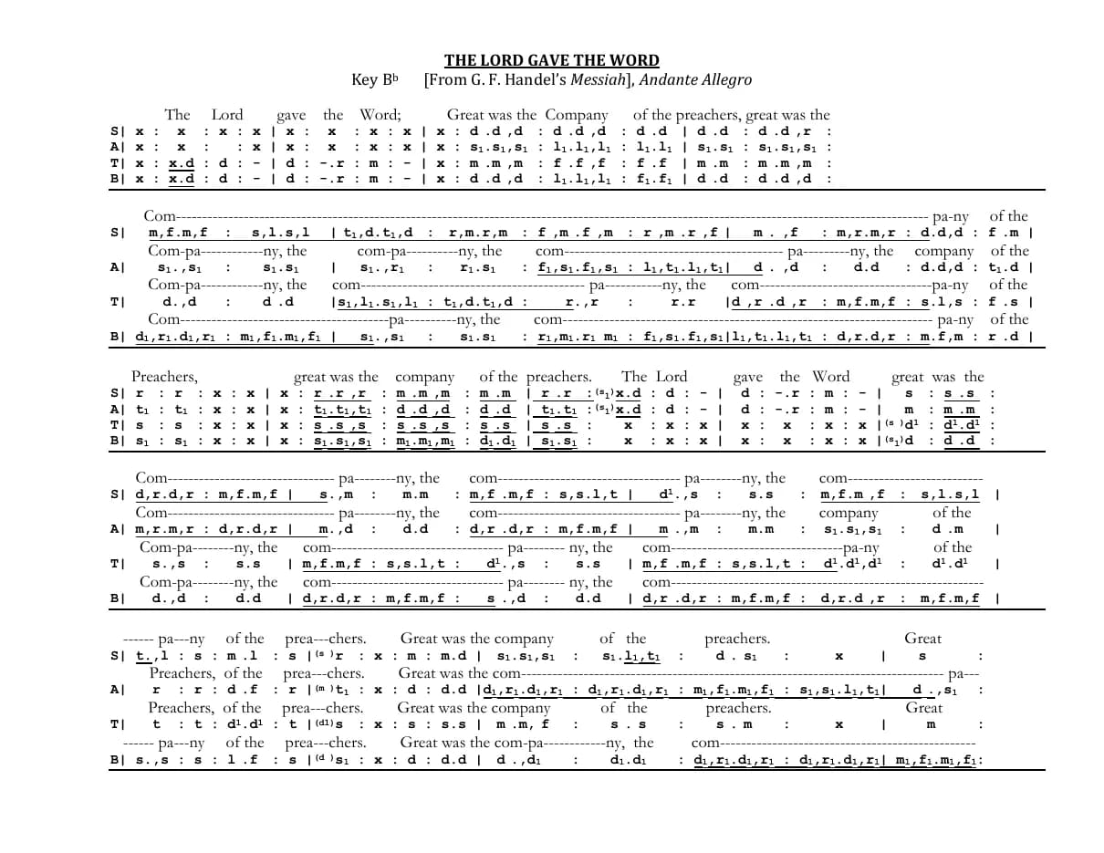 The Lord Gave the Word from Messiah — first page