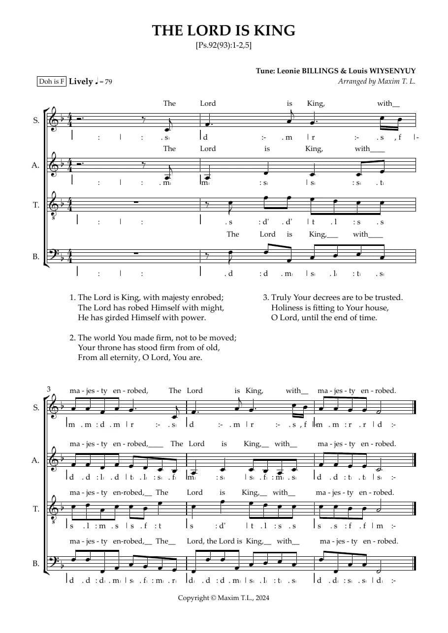 The Lord Is King — first page