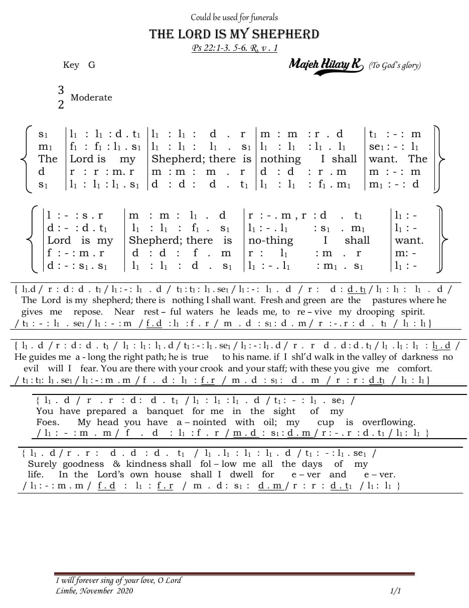 The Lord Is My Shepherd — first page