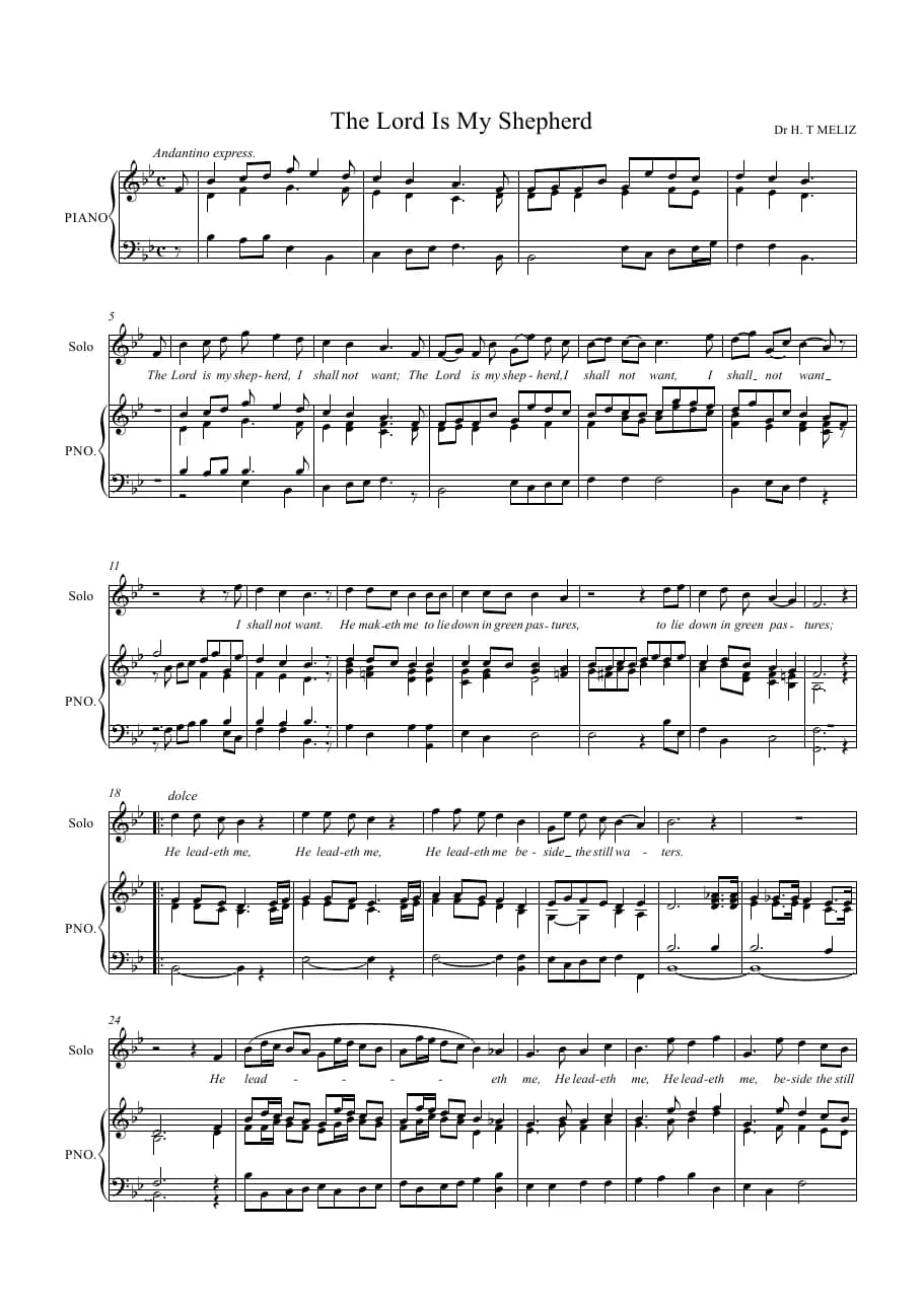 The Lord Is My Shepherd — first page