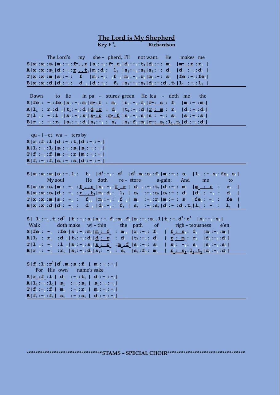 The Lord Is My Shepherd — first page