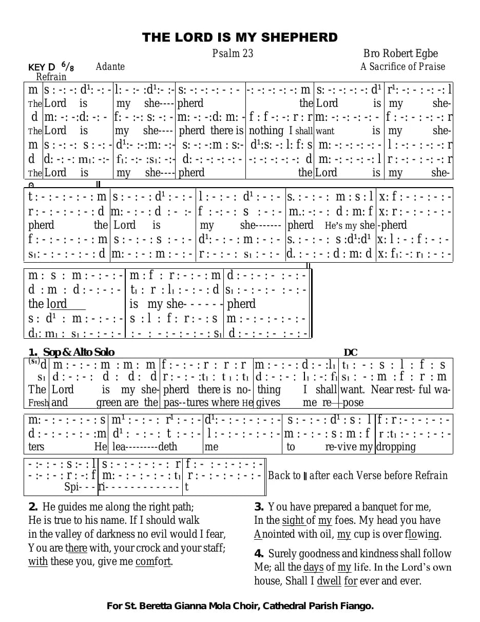 The Lord Is My Shepherd Robert E — first page