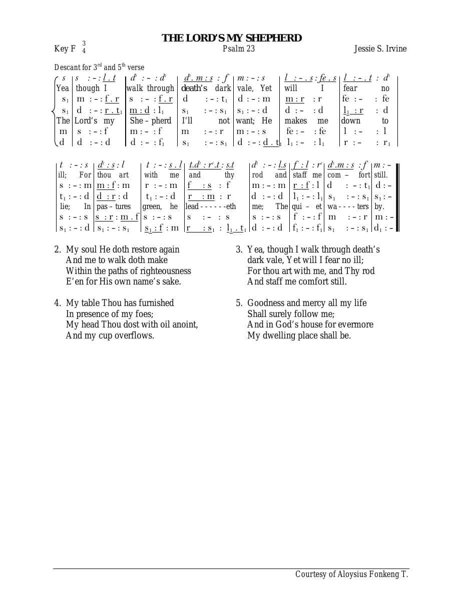 The Lord's My Shepherd — first page