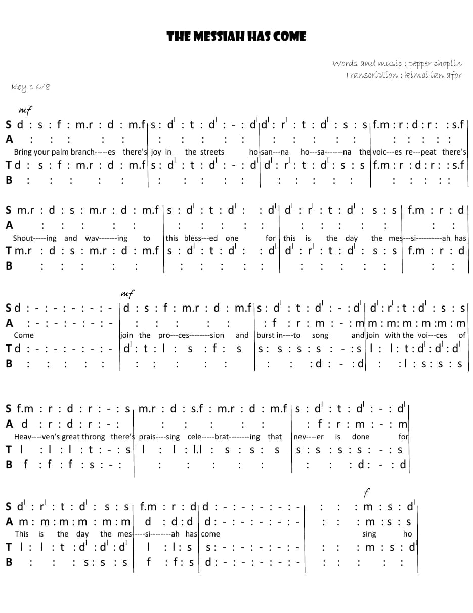The Messiah Has Come — first page