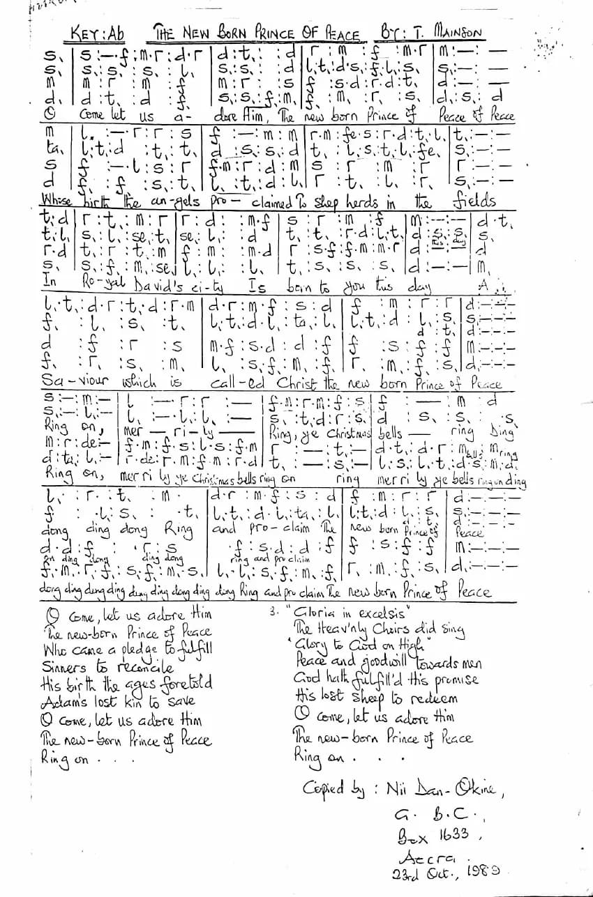 The New Born Prince of Peace — first page