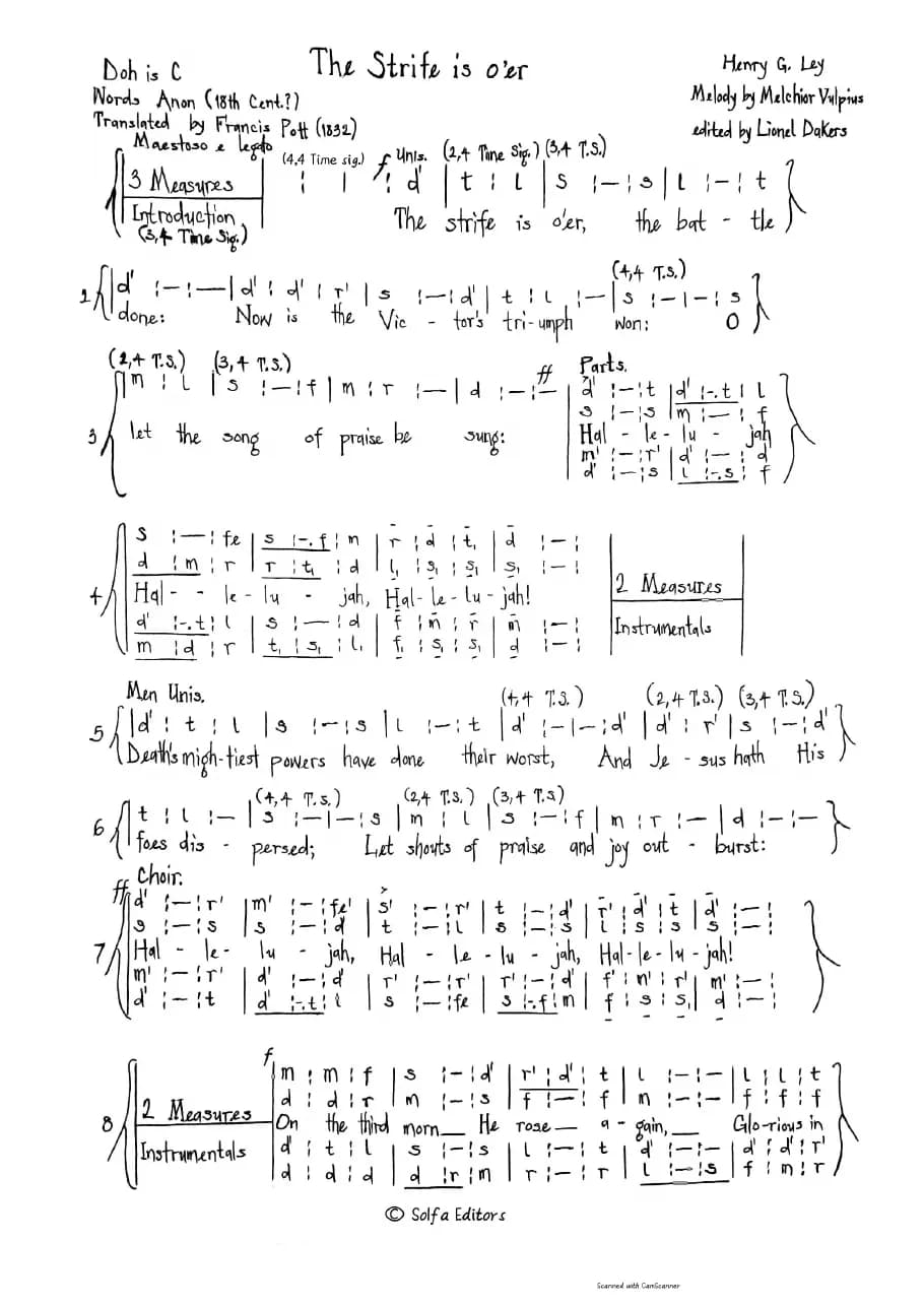 The Strife Is O Er - Edited — first page