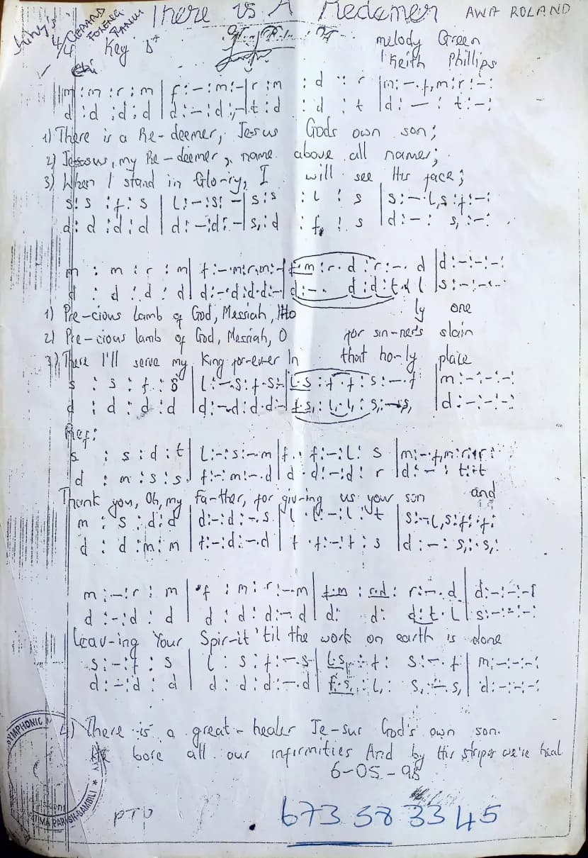 There Is a Redeemer — first page