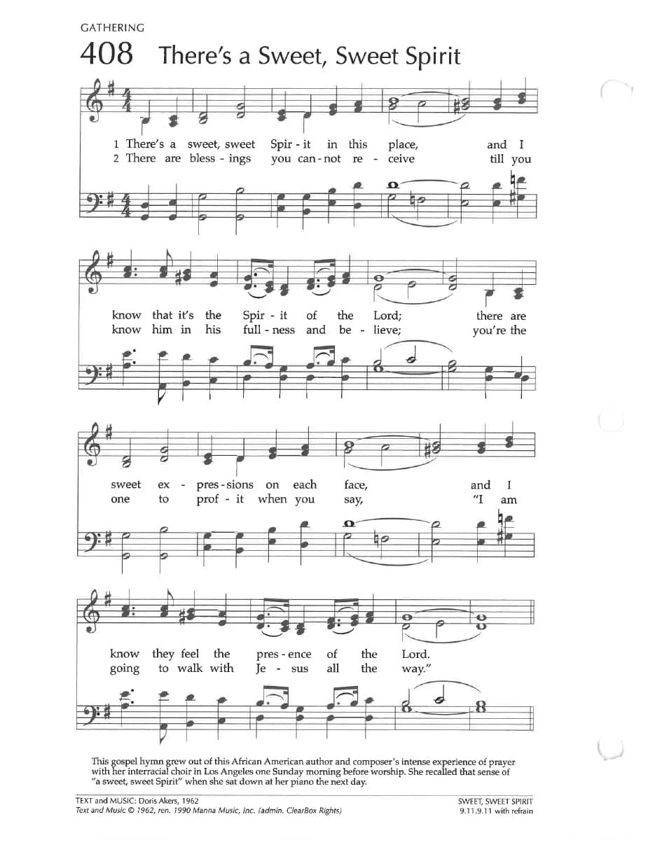 There's a Sweet, Sweet Spirit — first page