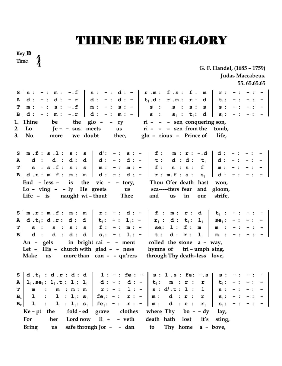 Thine Be the Glory from Judas Maccabeus — first page