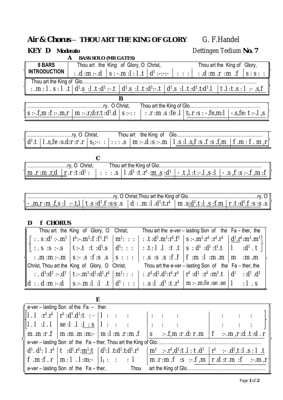 Thou Art the King of Glory from Dettingen Tedeum — first page