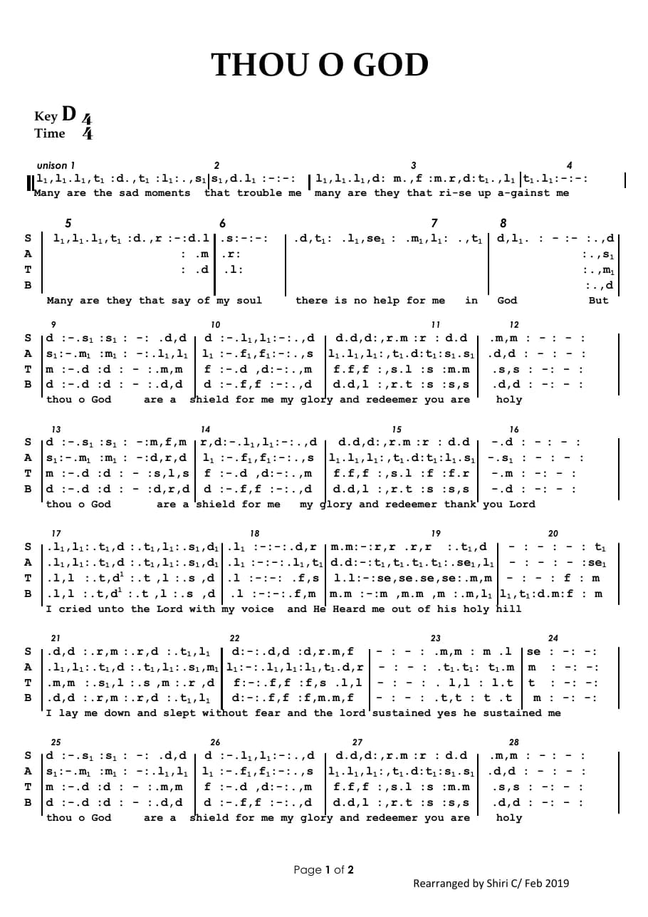 Thou O God — first page