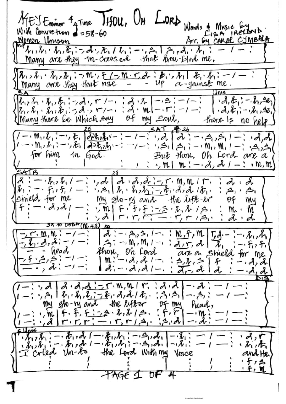 Thou Oh Lord — first page