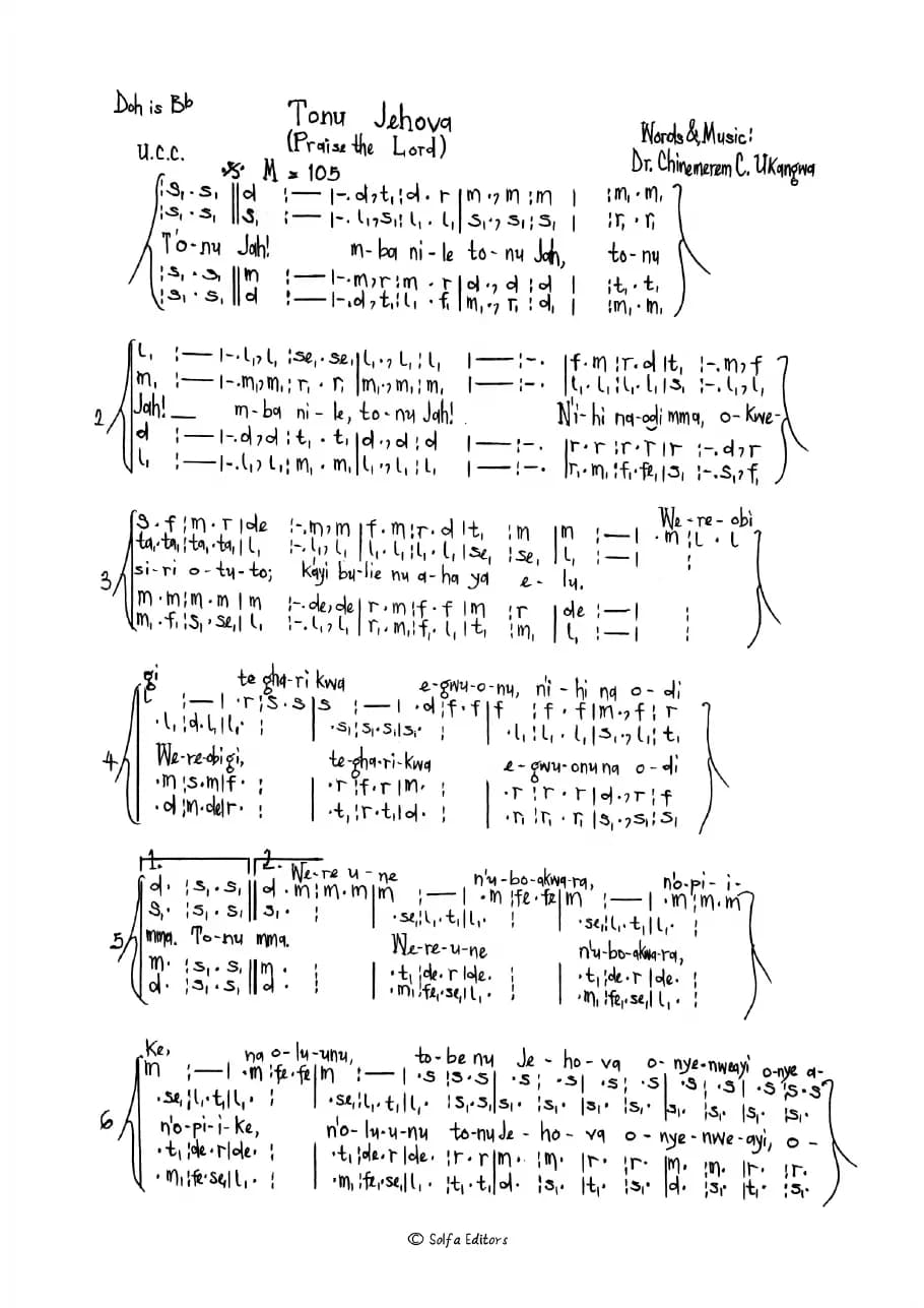 Tonu Jehova — first page