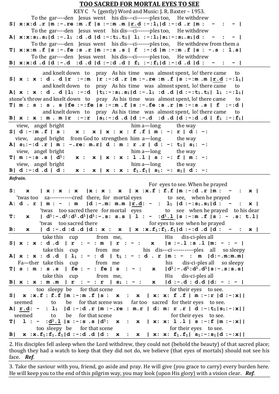 Too Sacred for Mortal Eyes — first page