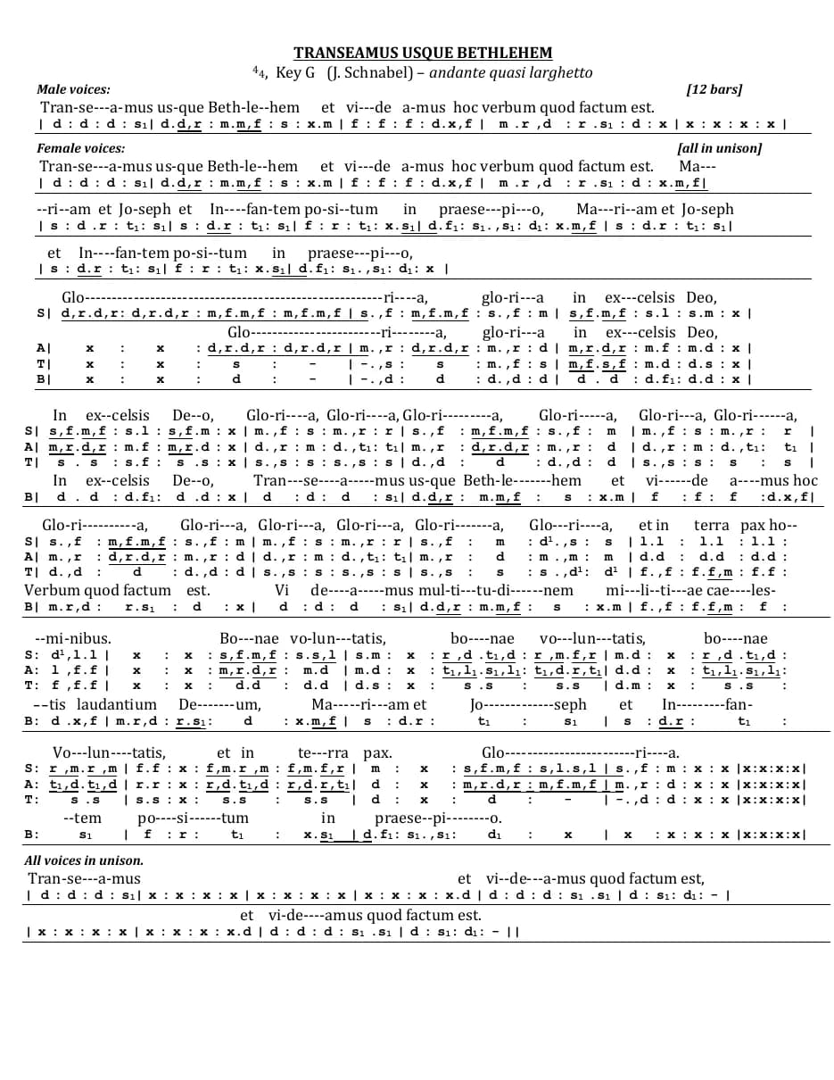 Transeamus Usque Bethlehem — first page