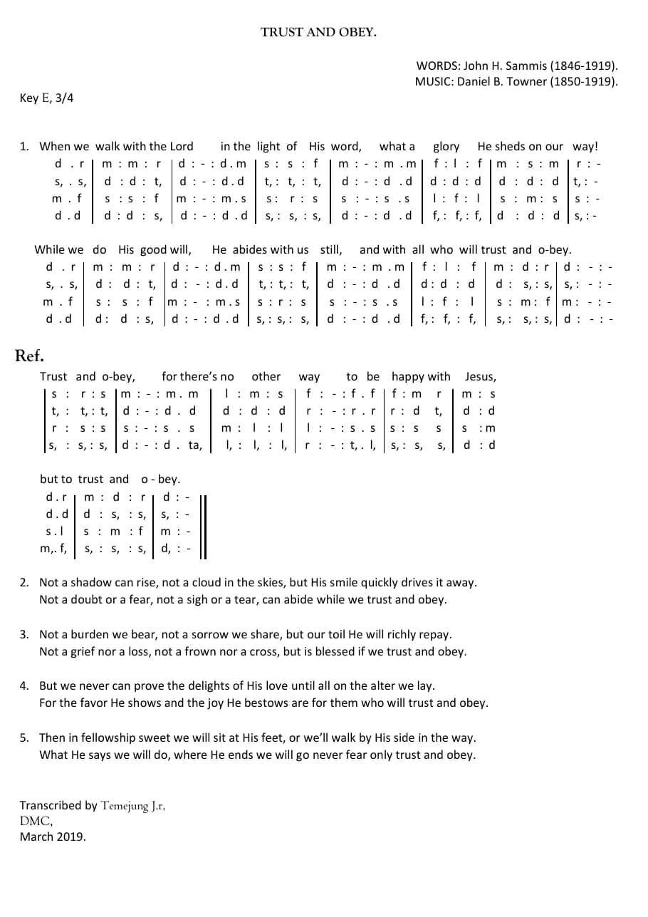 Trust and Obey — first page