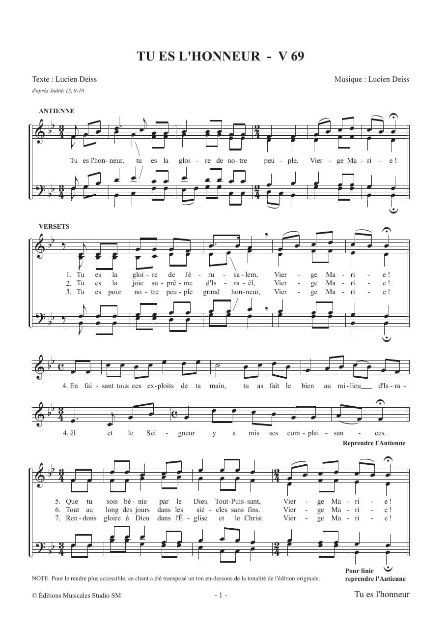 Tu Es L'honneur — first page