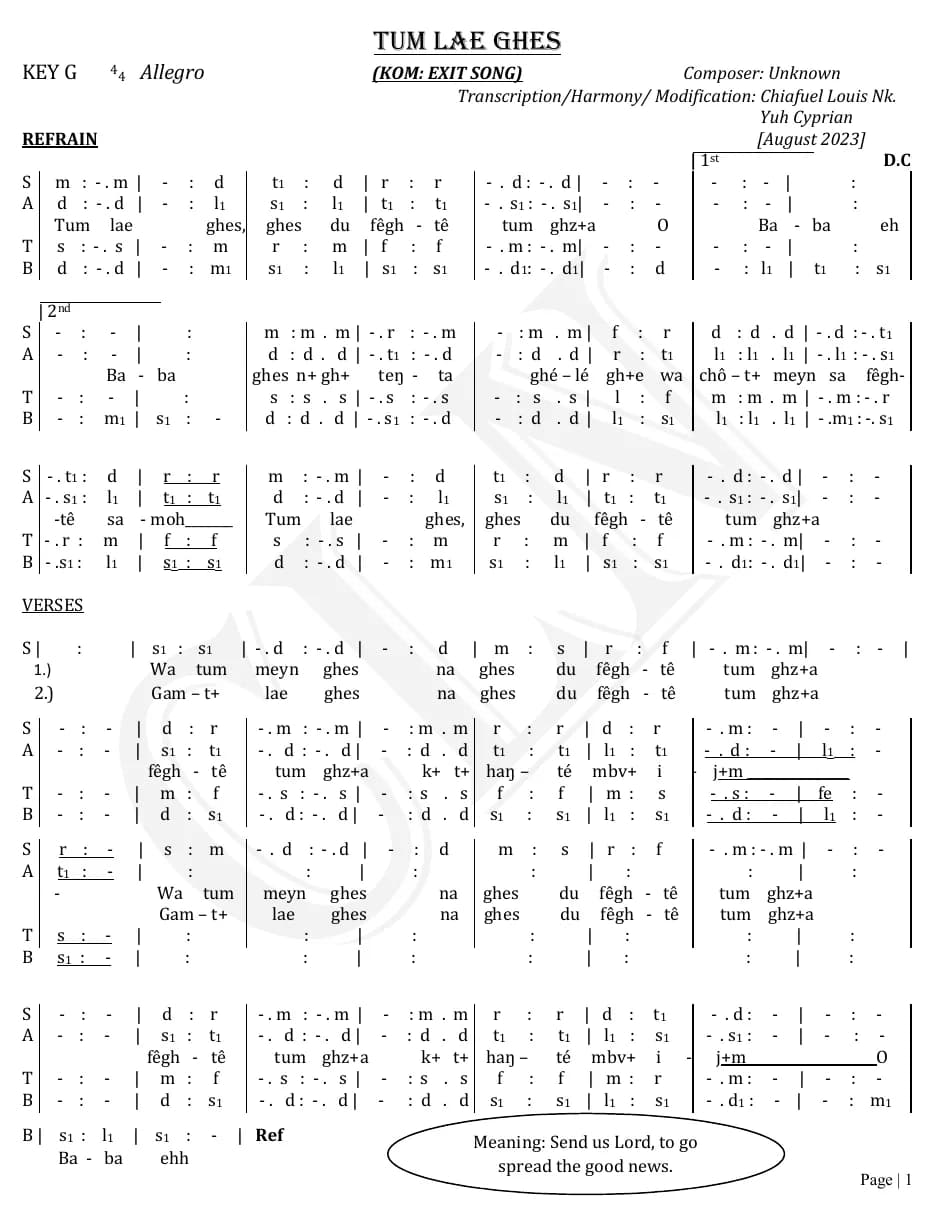 Tum Lae Ghes — first page