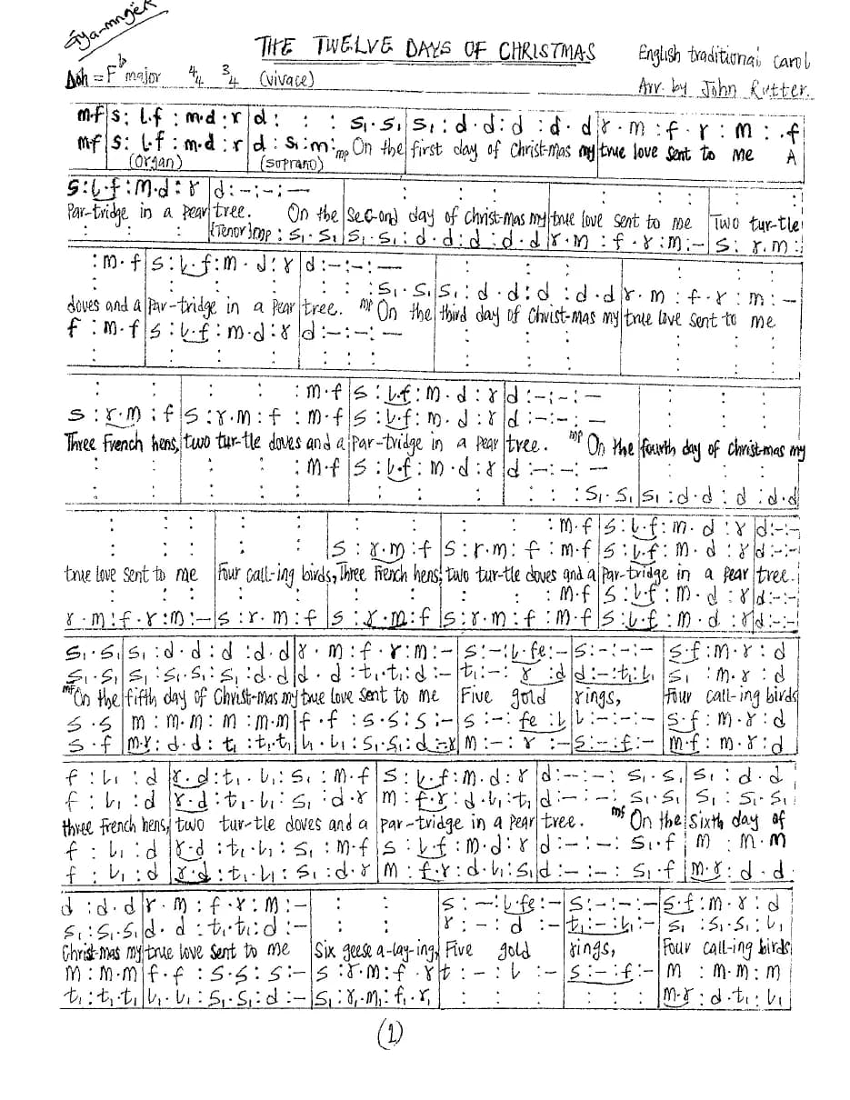Twelve Days of Christmas — first page
