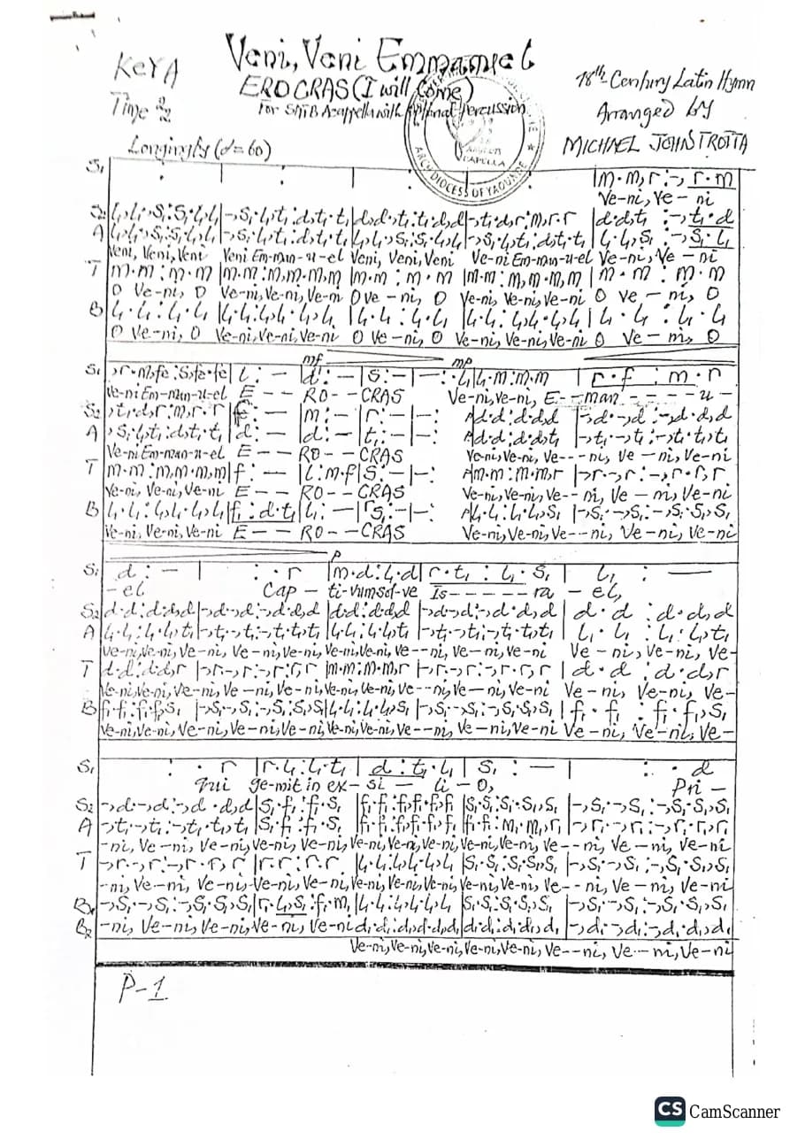 Venit Veni Emmanuel — first page