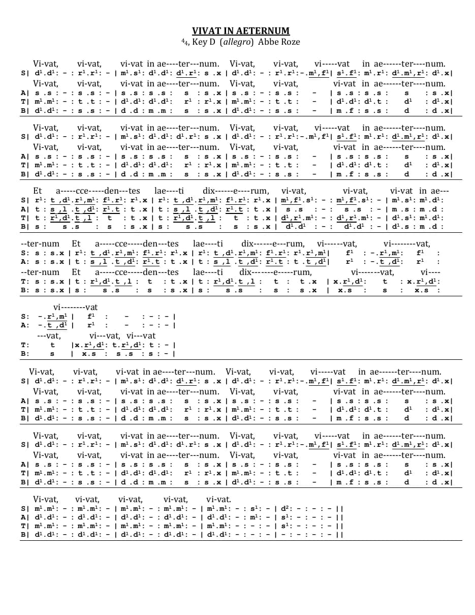 Vivat in Aeternum — first page