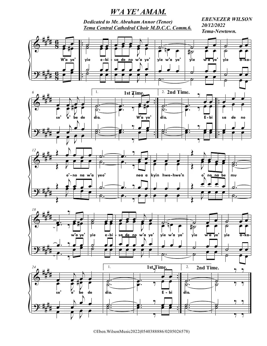 W'a Ye Amam — first page