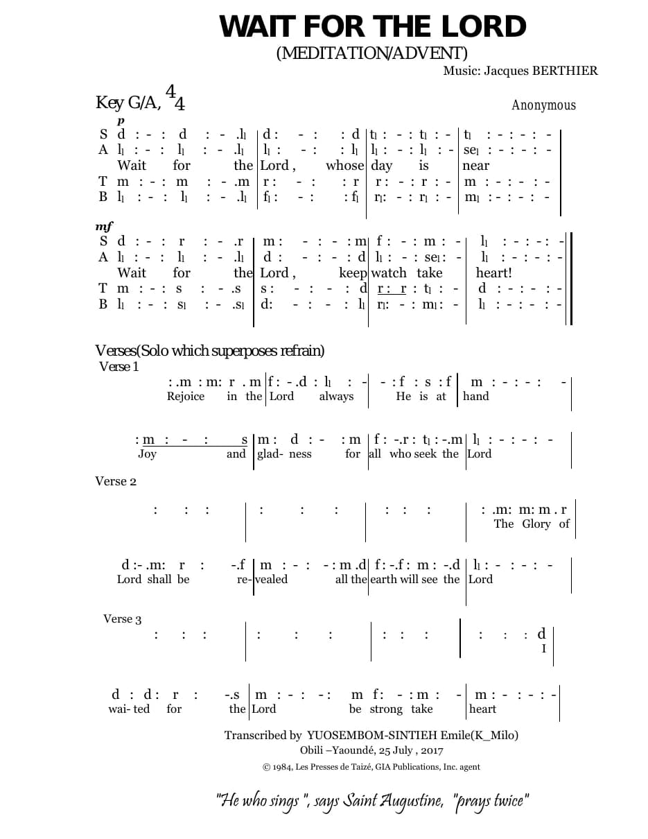 Wait for the Lord — first page