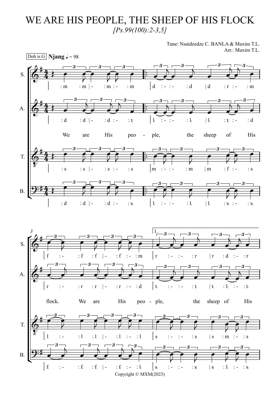 We Are His People, the Sheep of His Flock — first page