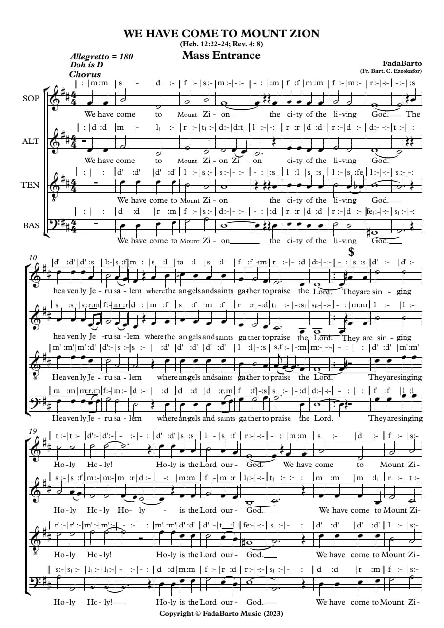 We Have Come to Mount Zion — first page