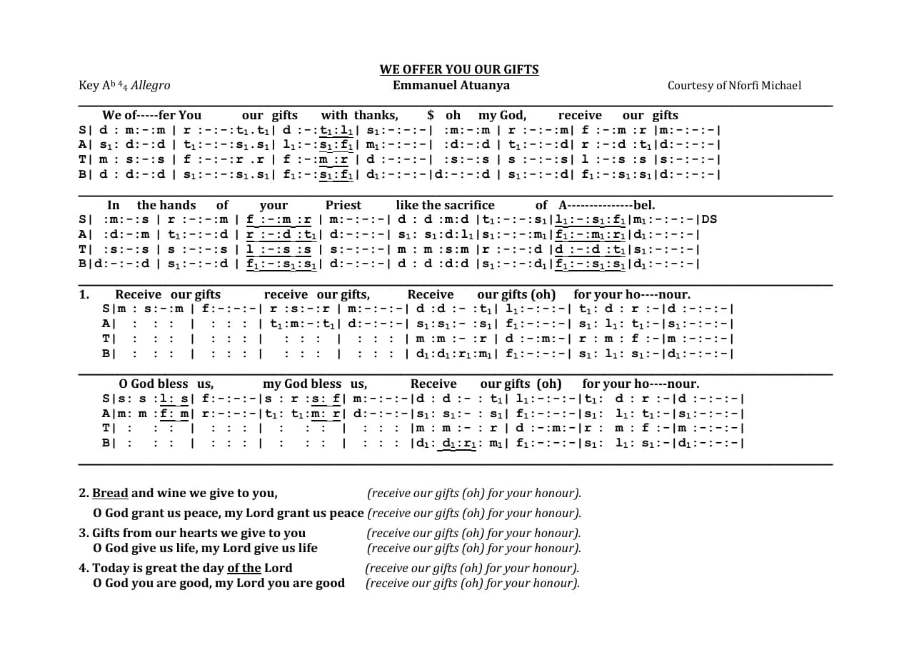 We Offer You Our Gifts — first page