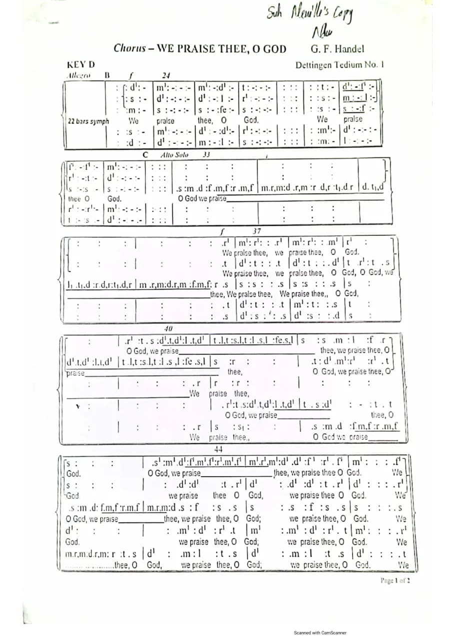 We Praise Thee,O God from Dettingen Tedeum — first page