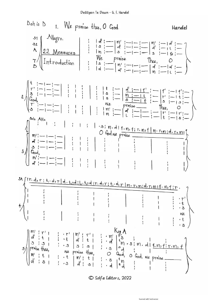 We Praise Thee,O God from Dettingen Tedeum — first page