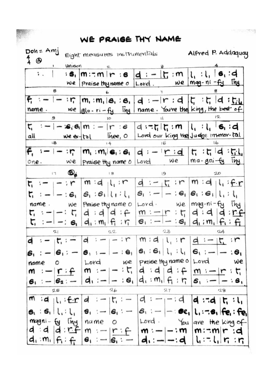 We Praise Thy Name O Lord — first page