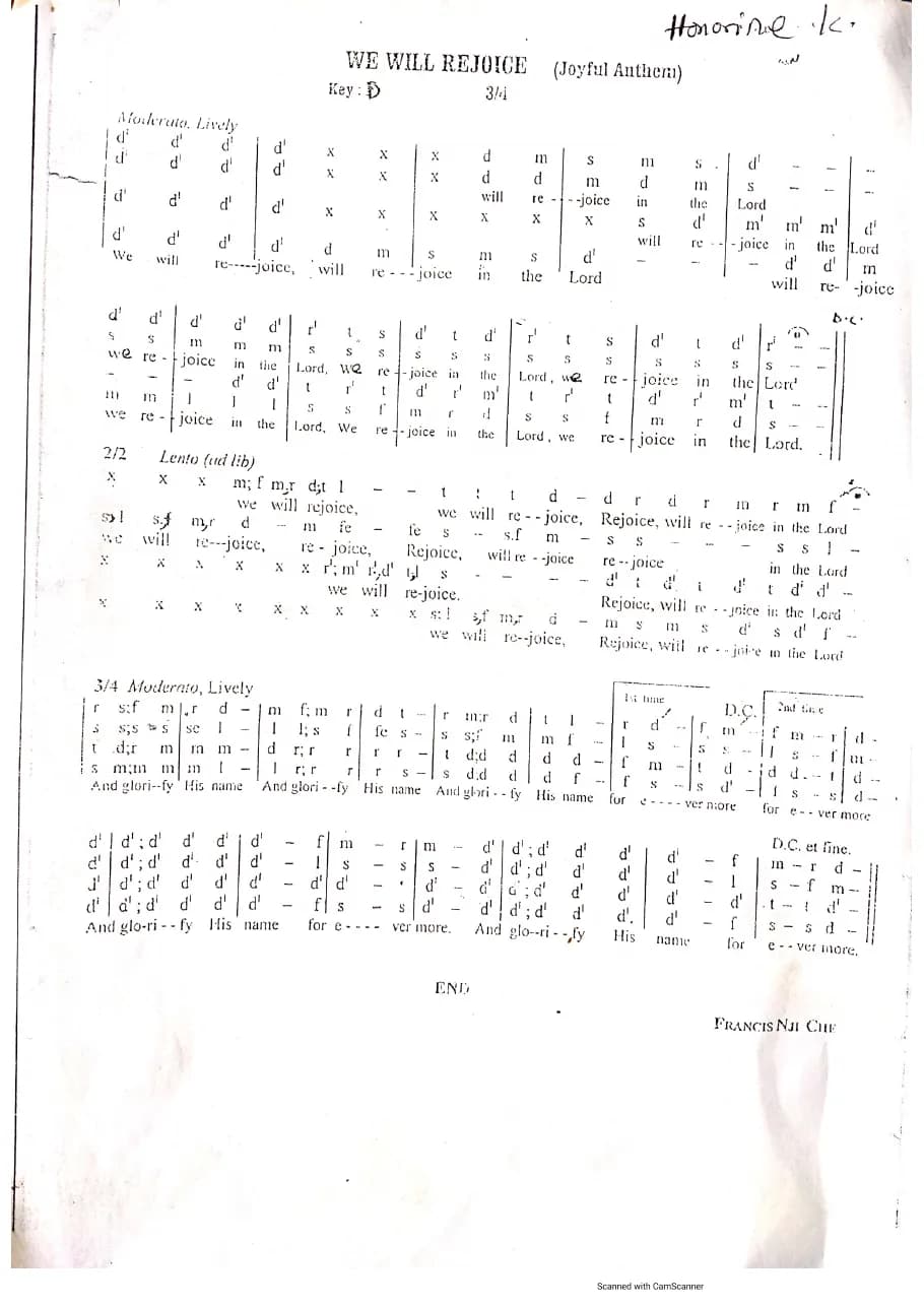We Will Rejoice — first page
