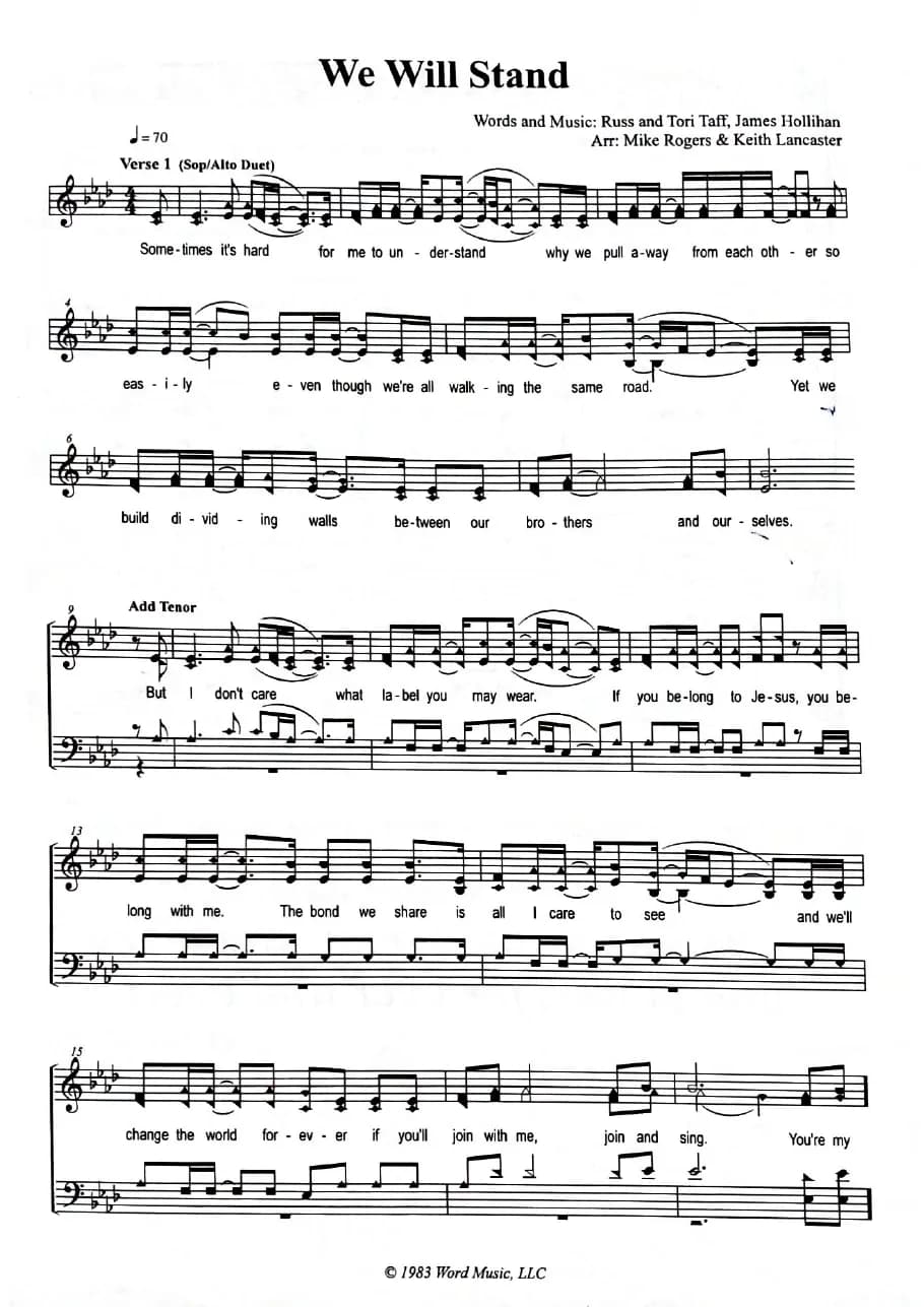 We Will Stand — first page