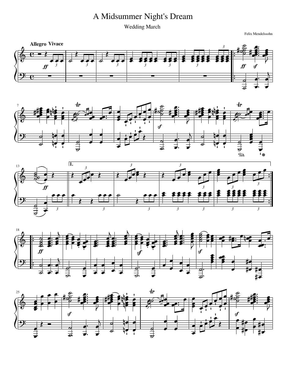 Wedding March — first page