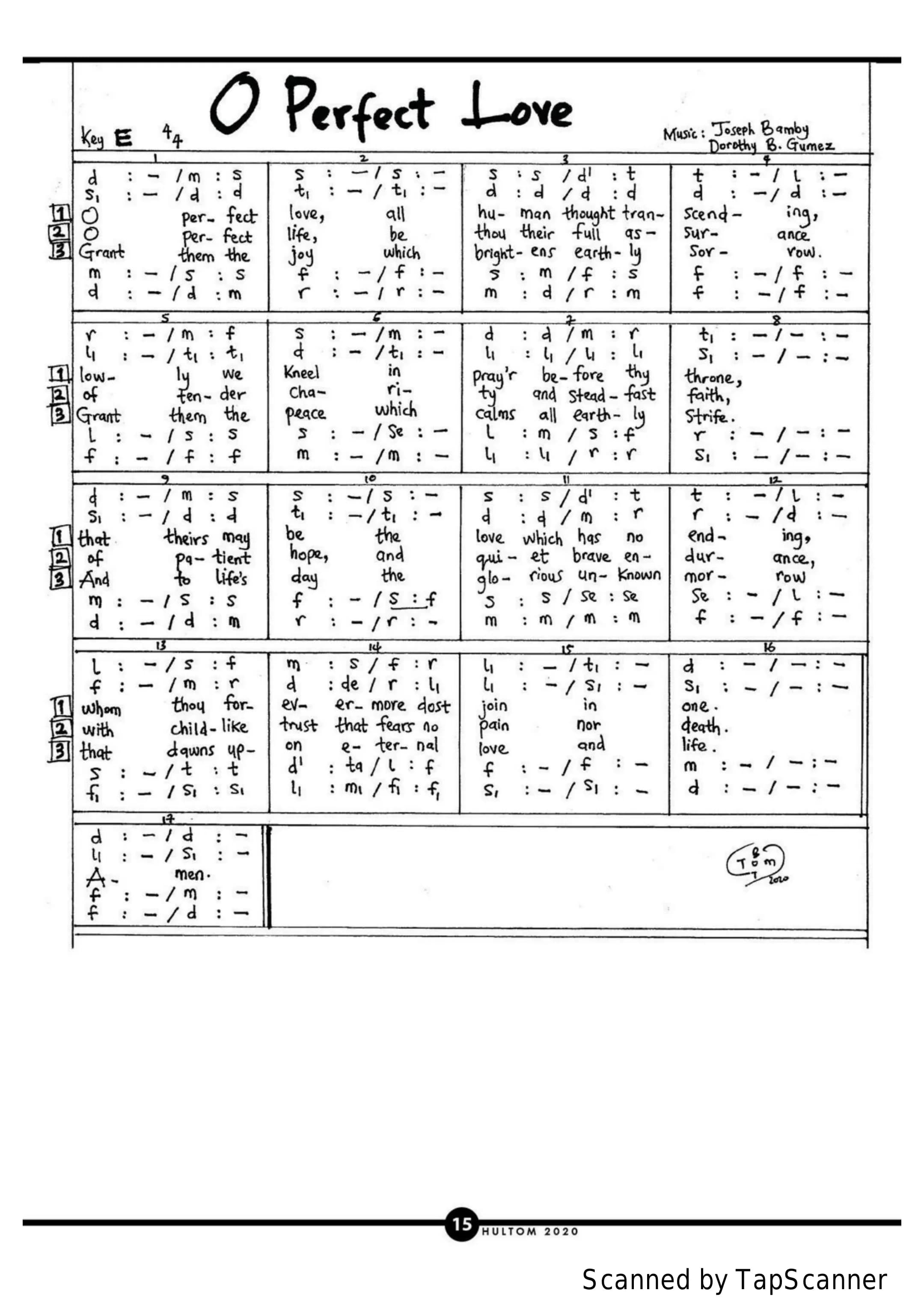 Wedding Song Oh Perfect Love — first page