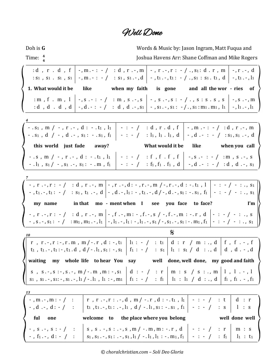 Well Done — first page