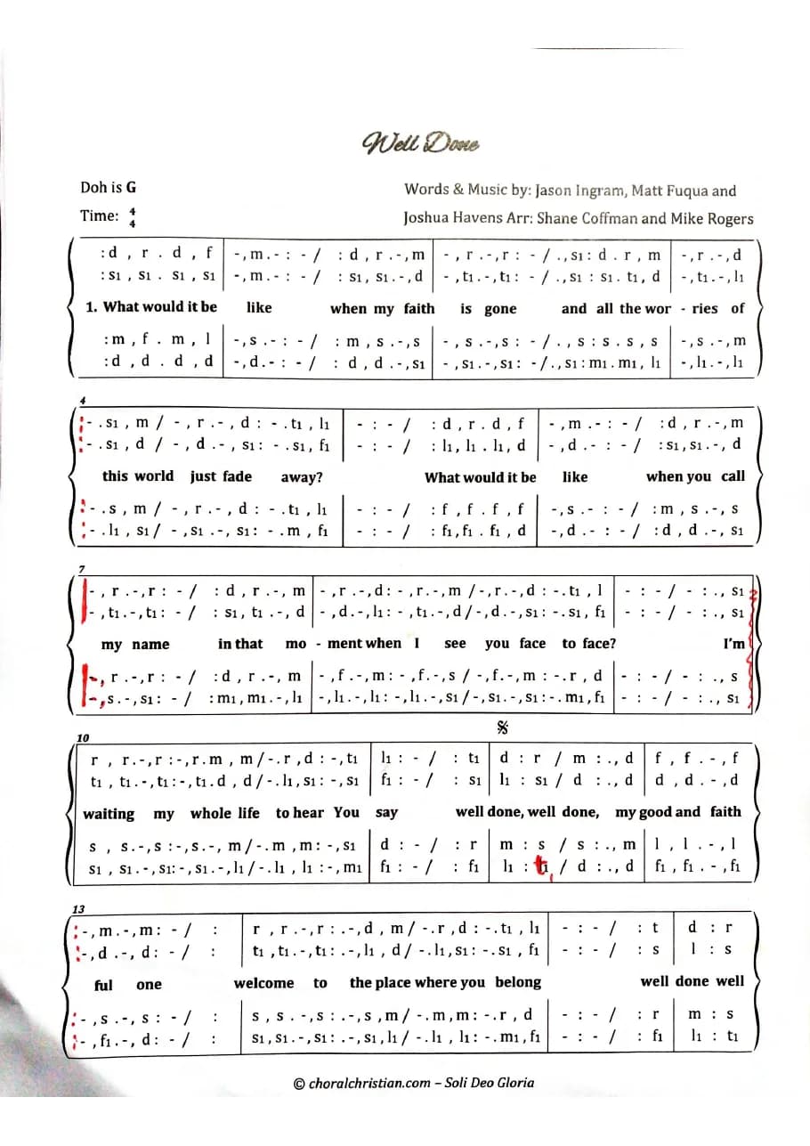 Well Done — first page