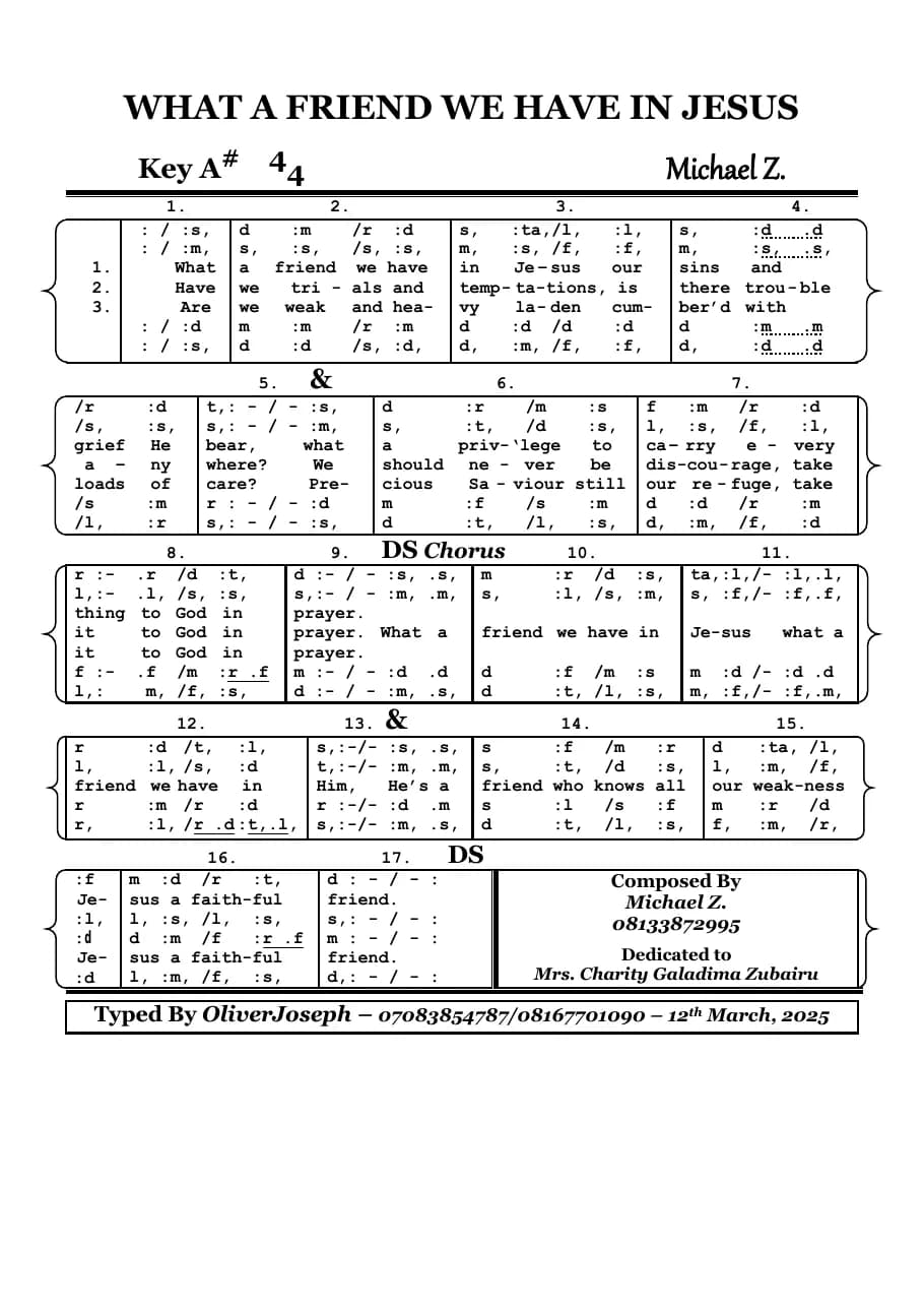 What a Friend We Have in Jesus — first page