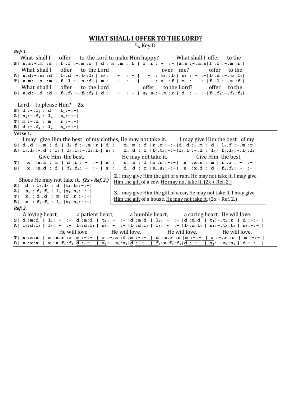 What Shall I Offer to the Lord — first page